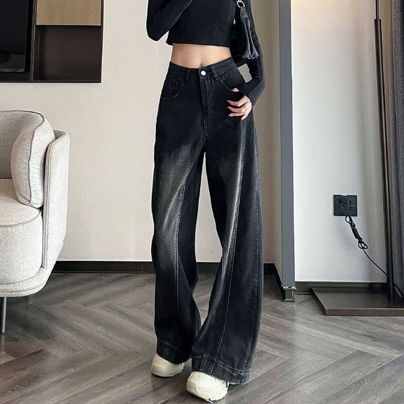 Design Jeans for Women's Floor-moving New Large Size High-waist Pants Loose Straight Wide-leg Trousers 5XL