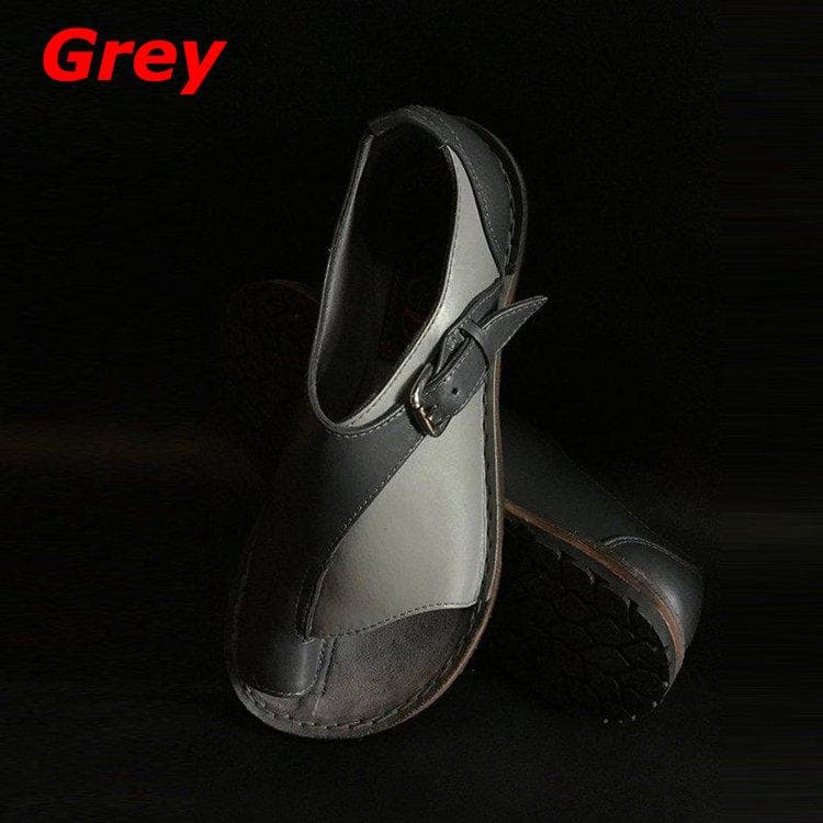 2022 Summer New Women's Color Matching Sandals Flat Buckle Sandals 43 grey