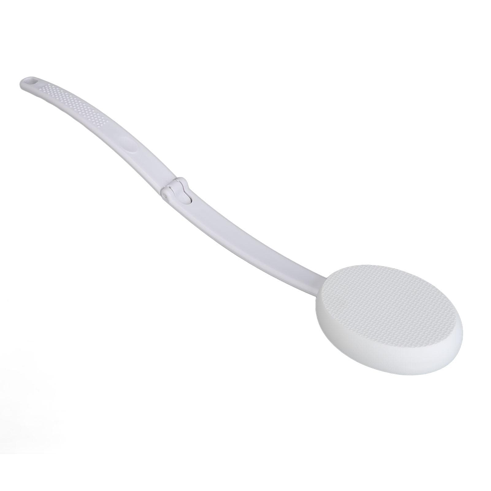 Folding Curved Handle Bath Brush with 2 Heads Anti Slip Labor Saving Back Scrubber Long Handle