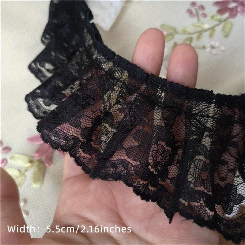 Embroidery White Black Flower Lace FabricTrim Ribbon DIY Sewing Applique Collar Dress Wedding Guipure Decor black