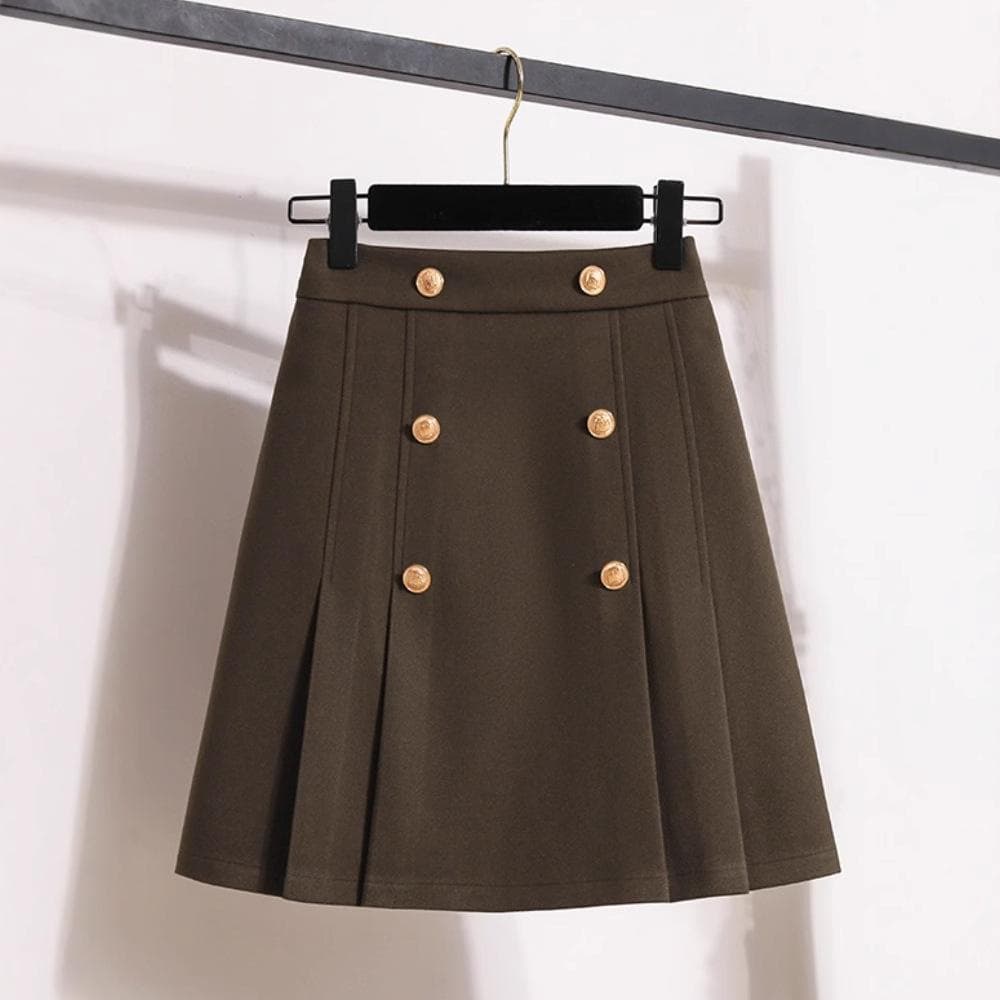 Small Wool Pleated Skirt Early Autumn Large Size Fat Mm High Waist Slim A-line Suit Skirt Half-body Short Skirt 2XL