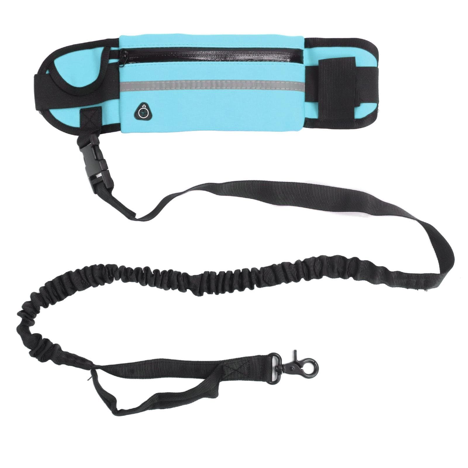 Dog Running Leash Belt Bag Hands Free Reflective Elastic Flexible Waist Dog Running Leash for sky blue