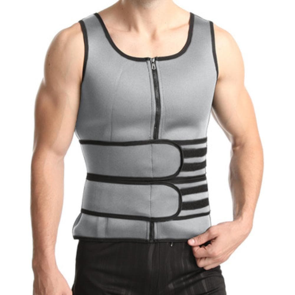 1Pcs Men Body Shaper Waist Suit Sweat Vest Underwear Shirt Fat Burner Workout Tank Tops Shapewear XXXL grey