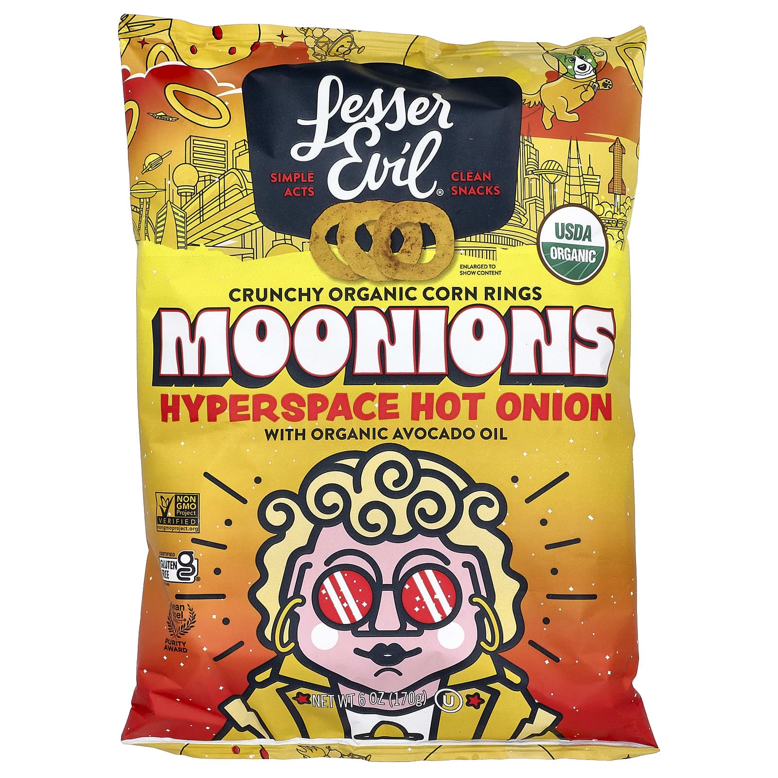 LesserEvil, Moonion, Hyperspace Hot Onion, 170g (6oz)