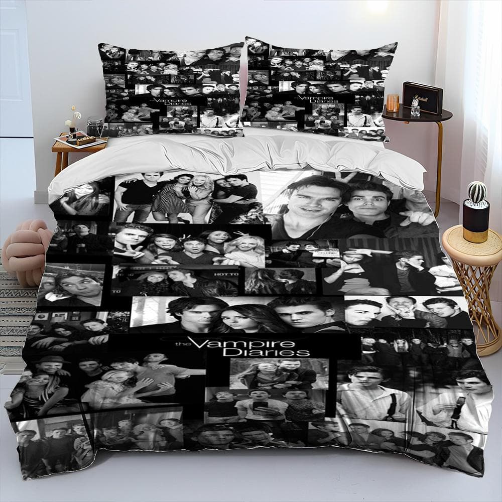 New Movie The Vampire Diaries Bedding Set Single Twin Full Queen King Size Bed Set Adult Kid Bedroom Duvetcover Set Home Textile AU Single 140x210cm