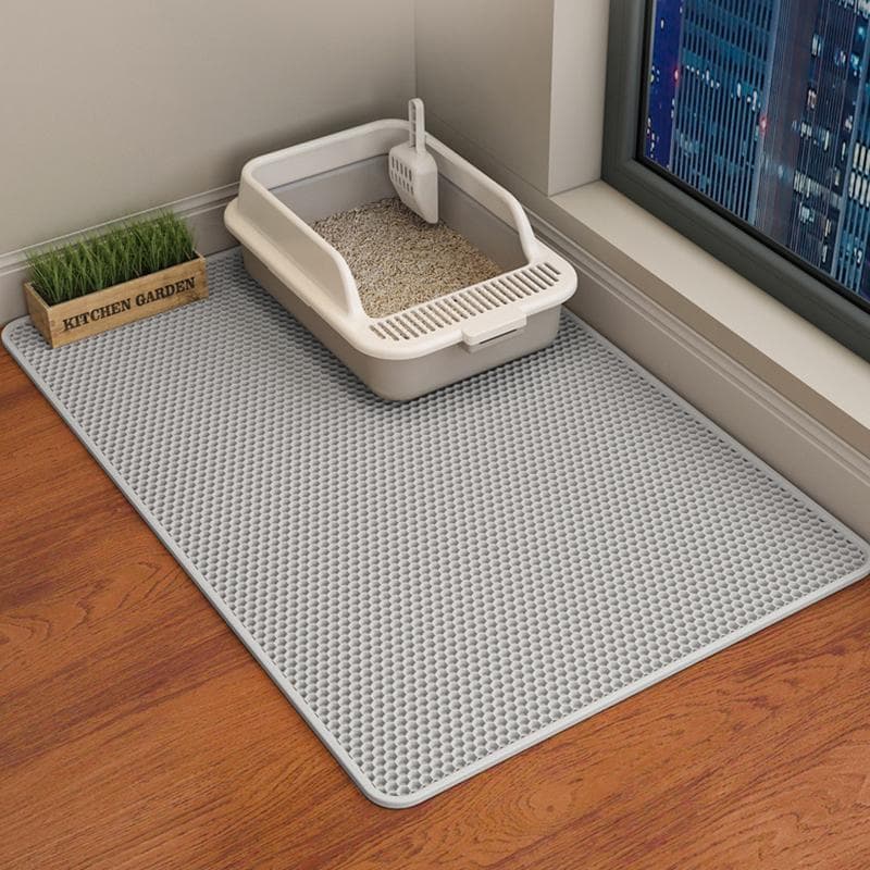 Cat Litter Mat Double Layer Waterproof Urine Proof Trapping Mat Easy To Clean Non-Slip Toilet Pad Cat Scratch Pad Large Foot Pad 30*30cm grey