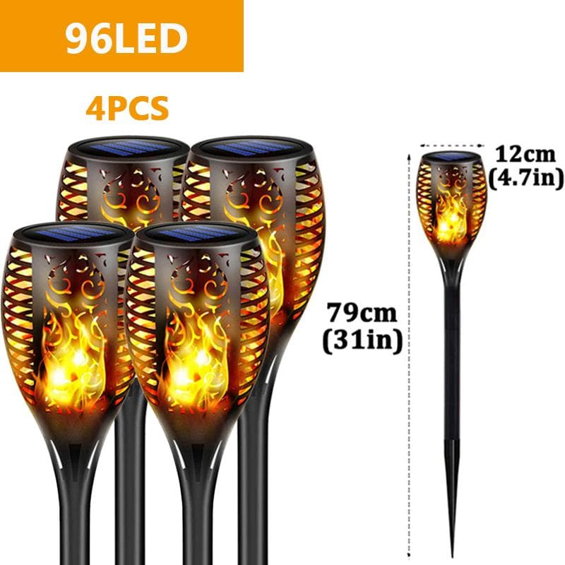 96 LED outdoor solar light garden light channel light waterproof terrace flashing dance torch flame light courtyard Christmas decoration 4PC 96LED