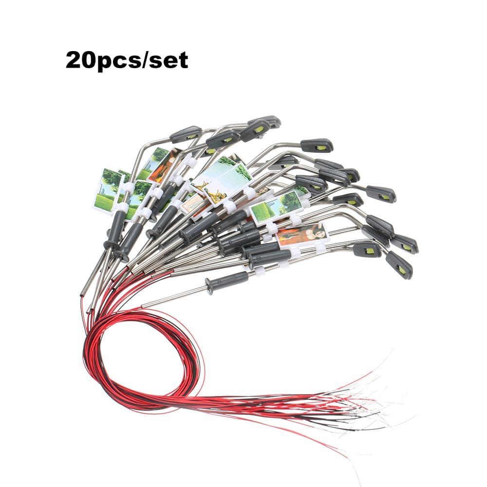 20pcs White Model Street Lights Layout Lamppost Railway Train Garden Playground Scenery Led Lamp warm white & scale 3