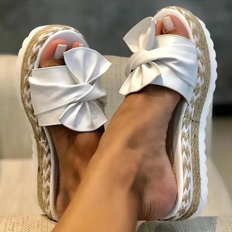 Women Heels Sandals with Wedges Shoes Woman Flower Platform Slippers Summer New Female Sandalias Mujer Elegant Summer Shoes 38