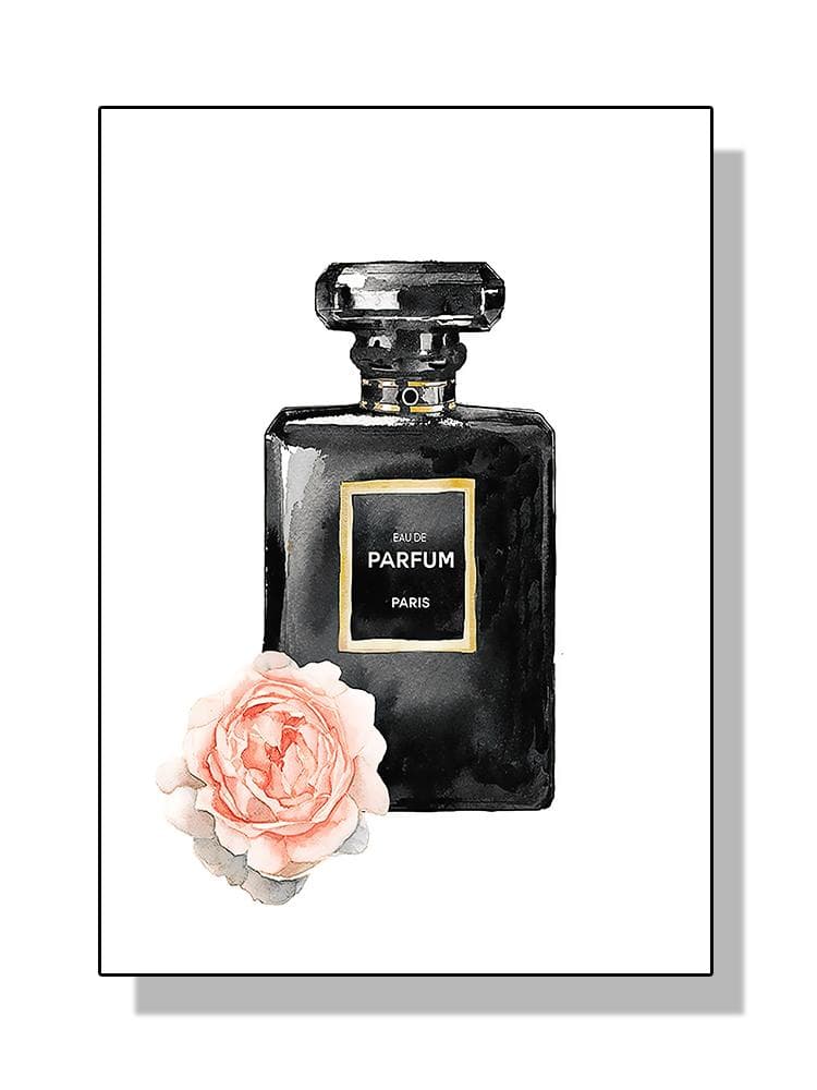 Fashion Luxury Coco Perfume Bottle Canvas Painting Nordic Flower Poster Print Wall Picture Modern Girl Room Decor Quadro Cuadros 30x40cm No Frame