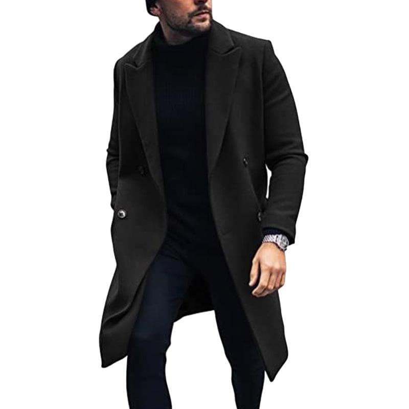 Large Size Autumn and Winter Woolen Coat Men's Woolen Trench Coat 2XL