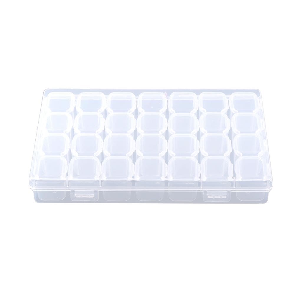 Clear Plastic 28 Slots Adjustable Tablet Medicine Pill Jewelry Storage Organizer Box Container