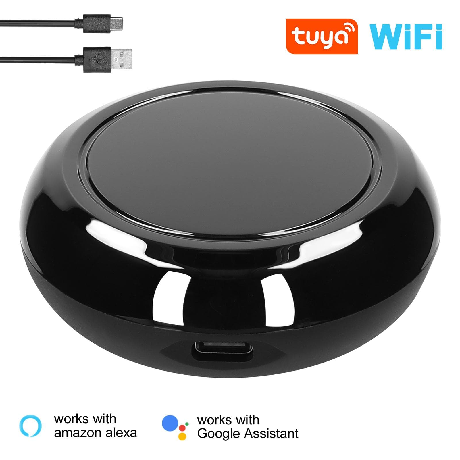 Tuya WiFi IR Universal Remote Controller with Temperature & Humidity Sensor All-in-One Wireless Without Sensor black