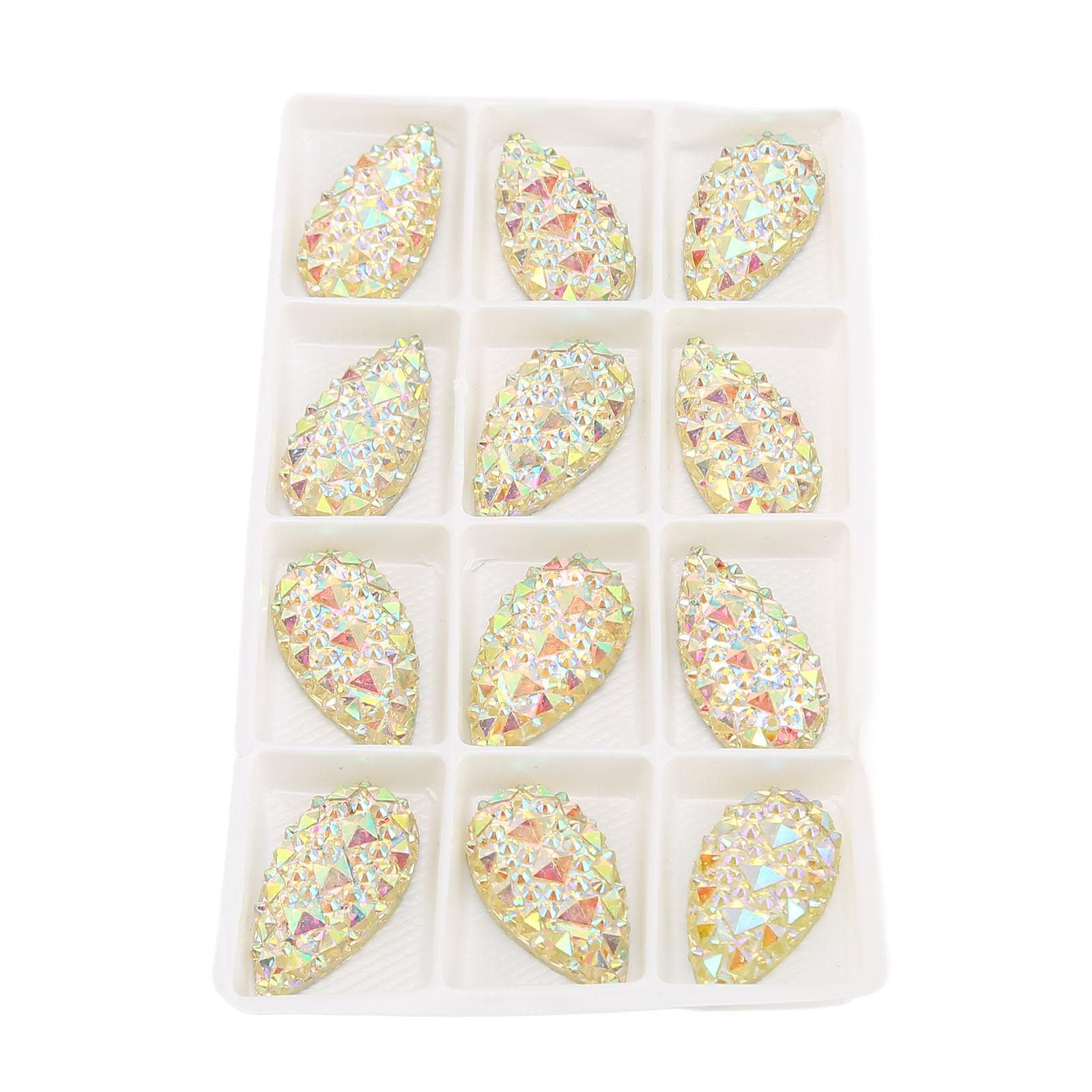12 Pcs Sew On Rhinestones Double Hole Crystal Clear Glass AB Rhinestones for Clothing Dress Craft