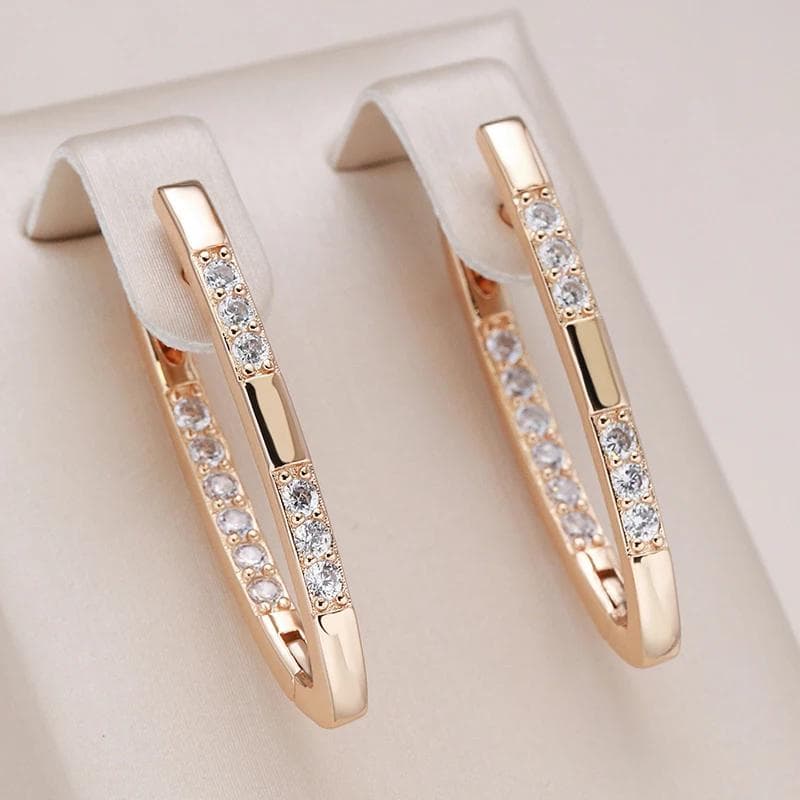 Fashion V Shaped Triangle Drop Earrings for Women Girls Crystal Zircon Straight Piercing Jewelry Accessories gold
