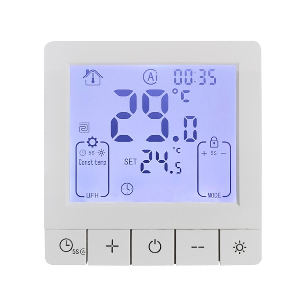 Smart Thermostat for Home Programmable Temperature Control IP20 Protection 24H Timed On/Off Digital Electric Heating white