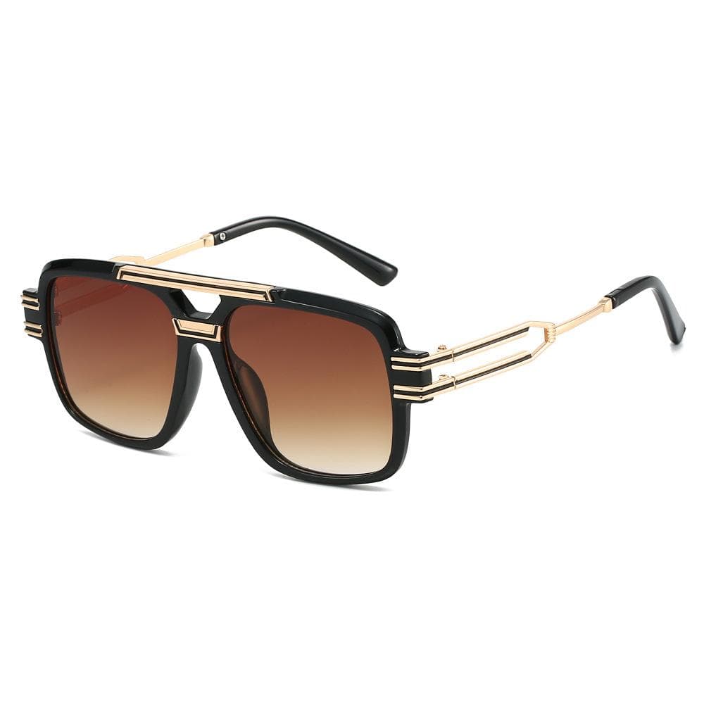 Luxury Retro Double Beam Gradient Square Sunglasses Y2K Brand Double Beam Temple Design UV400 Protection for Women Men as picture