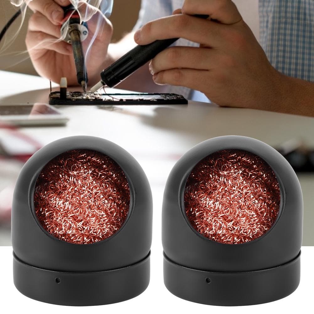 2PCs Soldering Iron Tip 599B Indsutrial Tool Cleaning Wire Round‑Shaped Black Carbon Steel