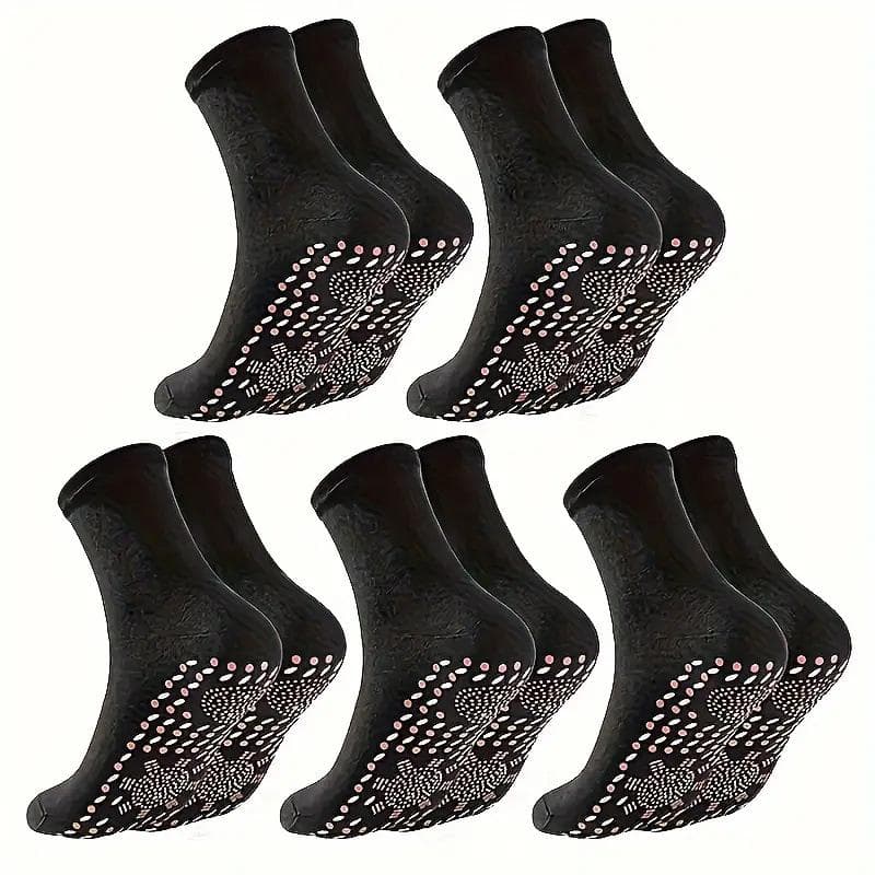 1/3/5pairs Tourmaline Self-Heating Socks Winter Warm Thermal Health Care Socks Slimming Health Short Sock Magnetic Therapy Sock 5 pairs black bean