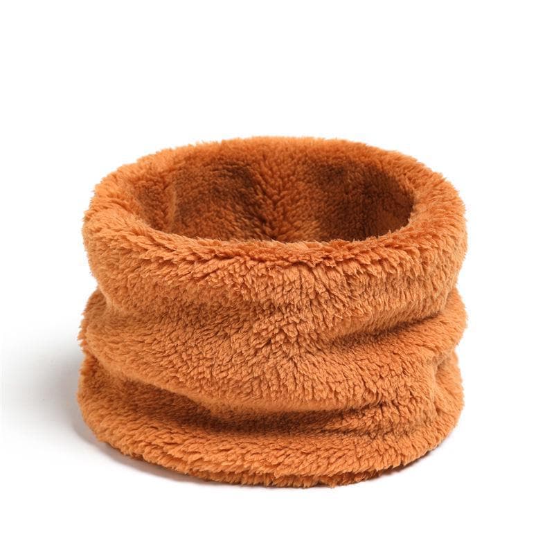 Women's Coral Fleece Winter Scarf, Solid Color, High Collar Neck Warmer null brown