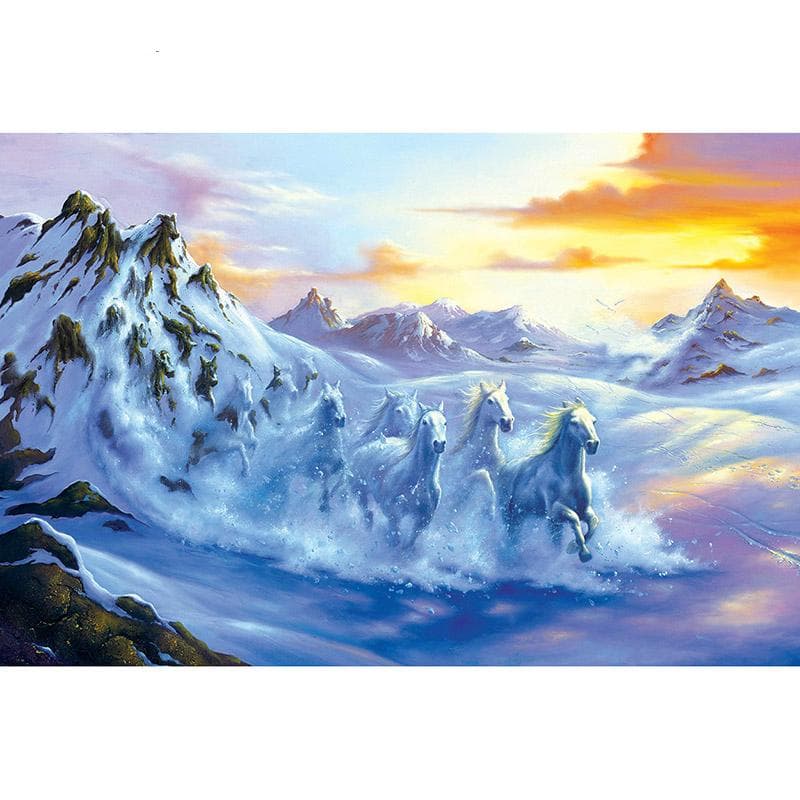 DIY 5D Resin Diamond Painting Full Diamond Embroidery Snow Running House & Hill Rhinestone 20X30CM