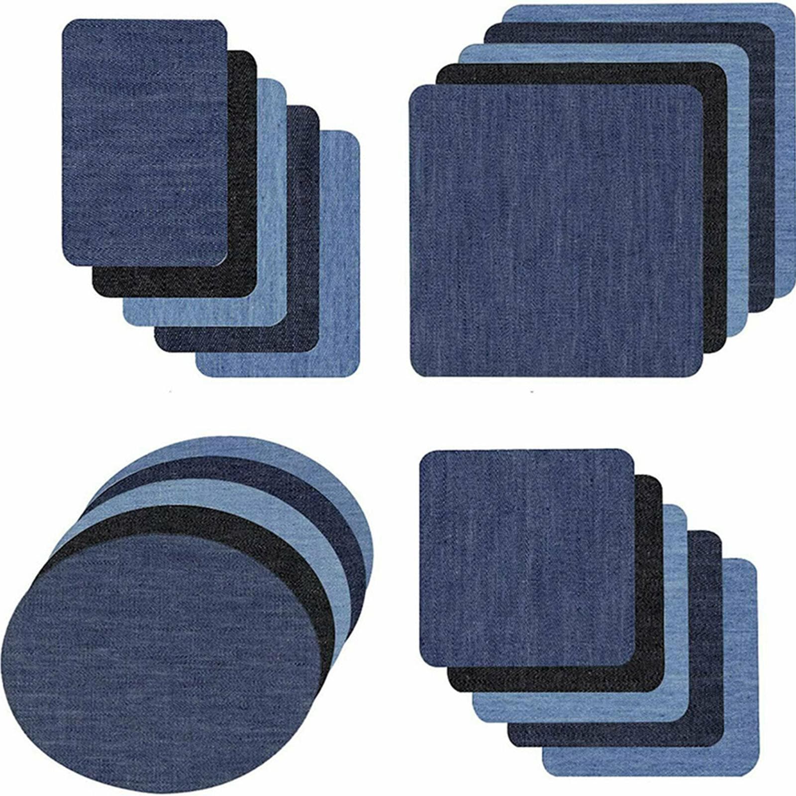 20Pcs Iron-on Patches Jean Patches Denim Fabric Patches No-Sew Mending Cloth Knee Pant Patches 4 multicolour