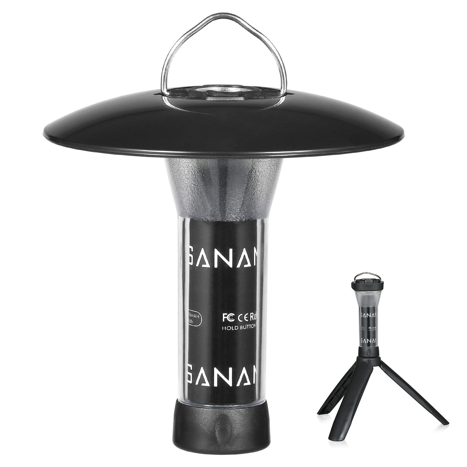 USB Rechargeable Flashlight Waterproof Camping Tent Light Magnetic Work Light with Tripod for black