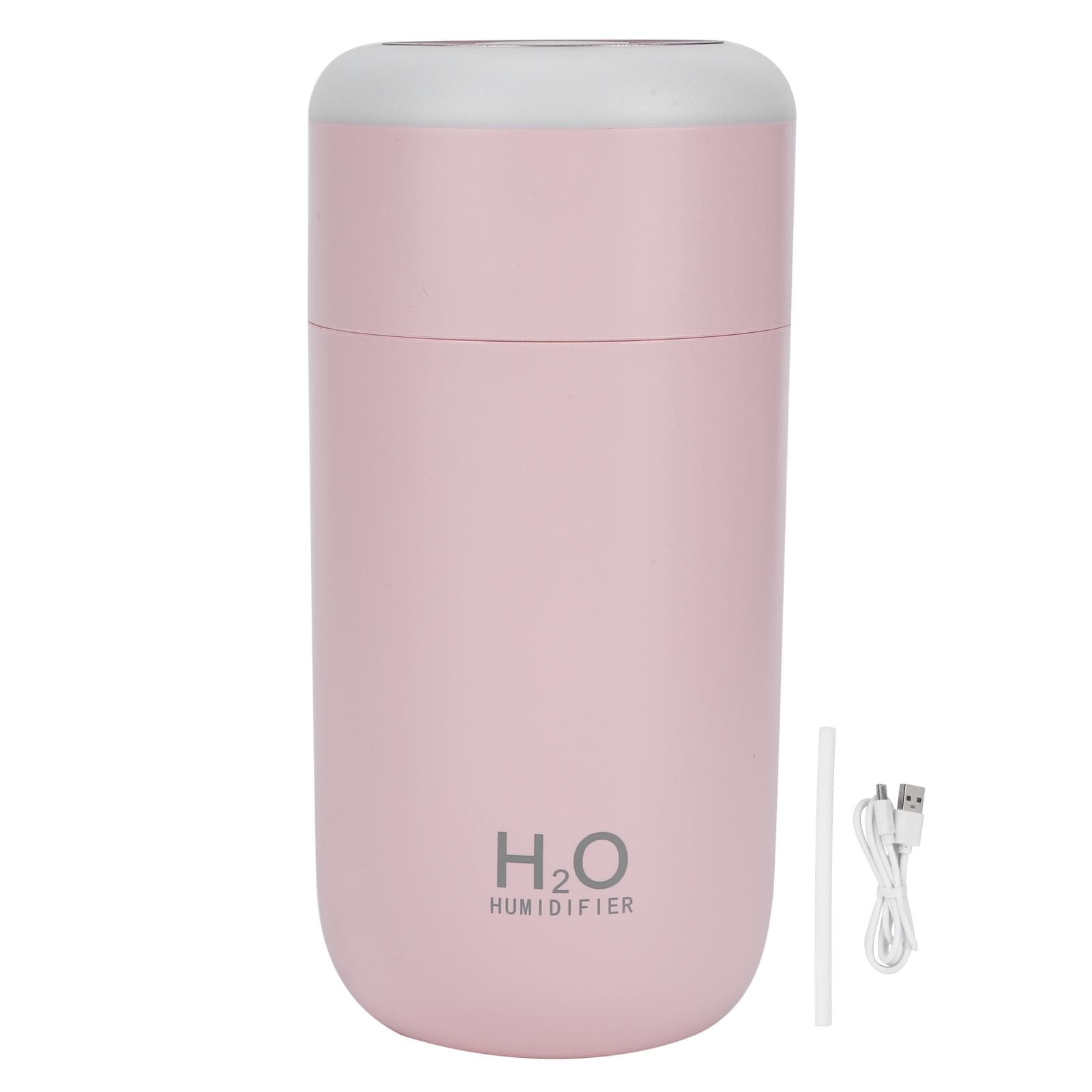 350ml Mini Portable USB Powered Nano Humidifier Diffuser with 7 Colors Light Timing Power OffBlue pink