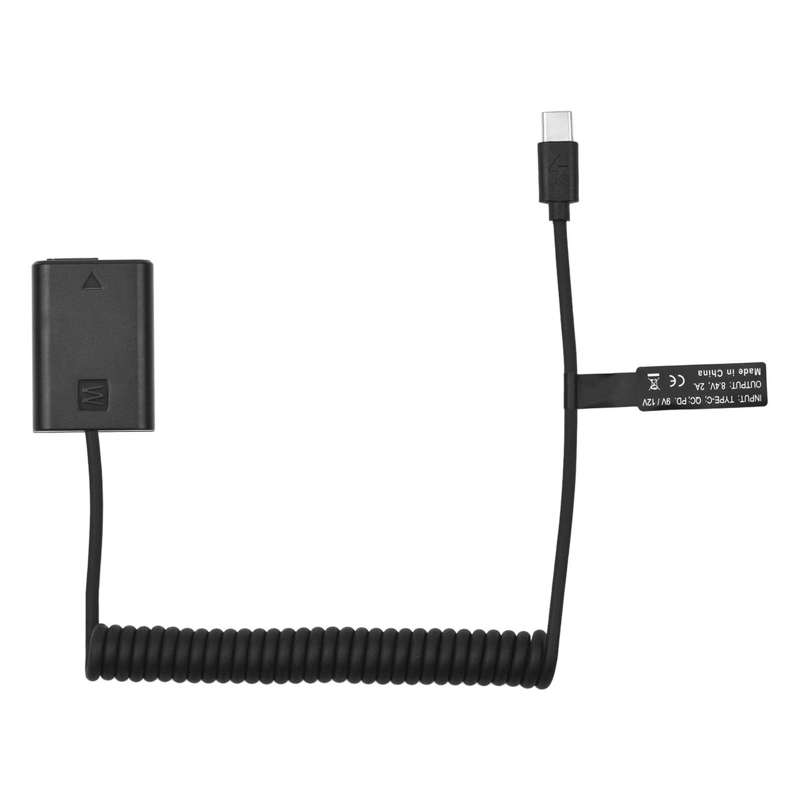 Andoer NP-FW50 Dummy Battery USB-C Coupler Adapter with USB Type-C Spring Power Cable Replacement black