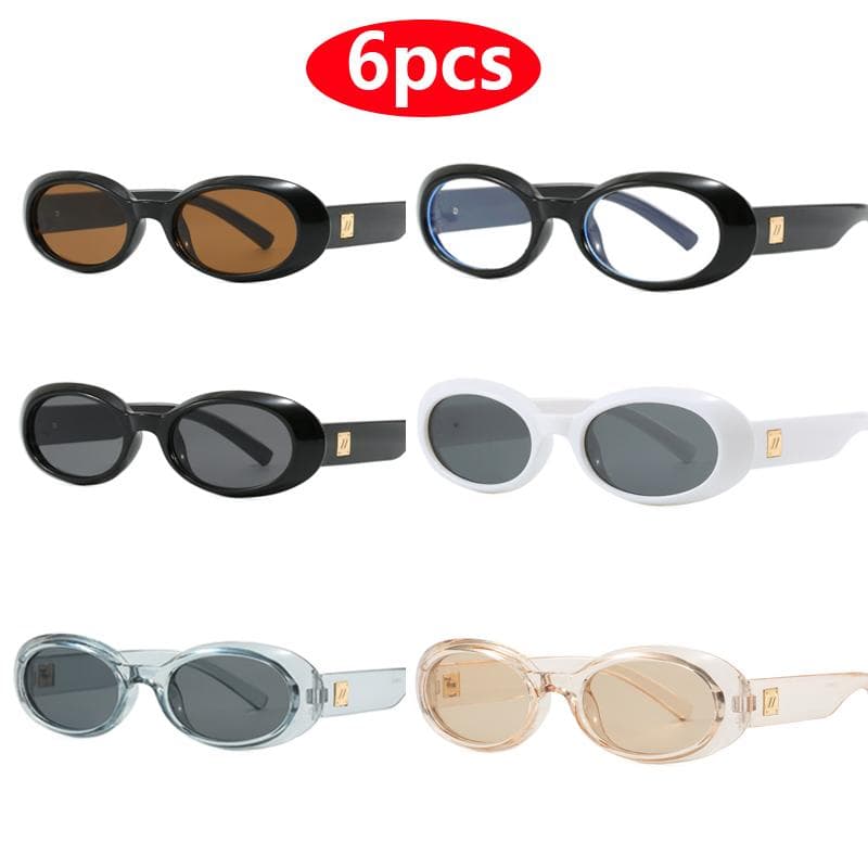 6pcs Cycling Sunglasses Women Men UV400 Protection Fashion Black Punk Outdoor Sports Shades