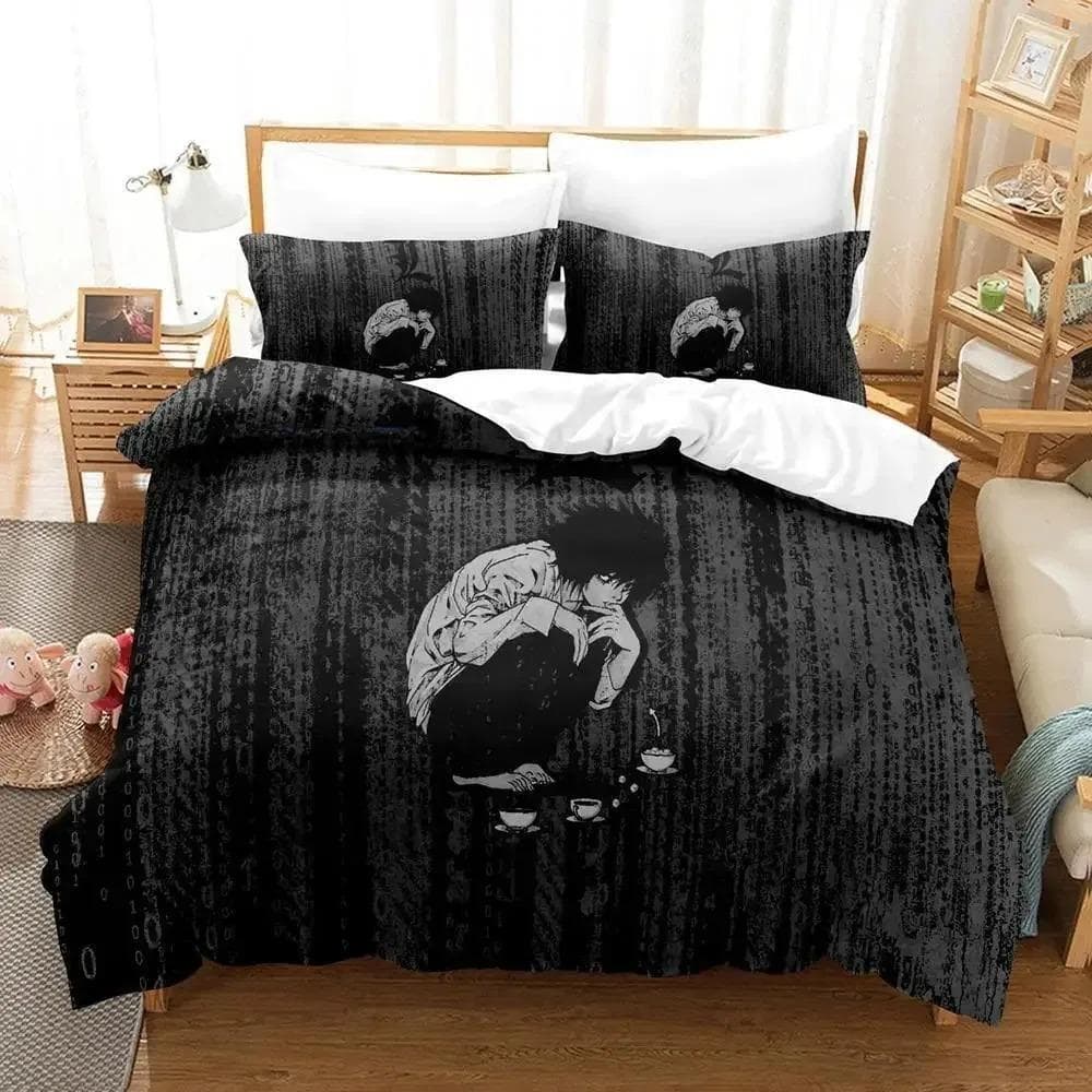 New Death Note Bedding Set Single Twin Full Queen King Size Bed Set Adult Kid Bedroom Duvet cover Sets 3D Anime Bed Sheet Set EU Double 200x200cm