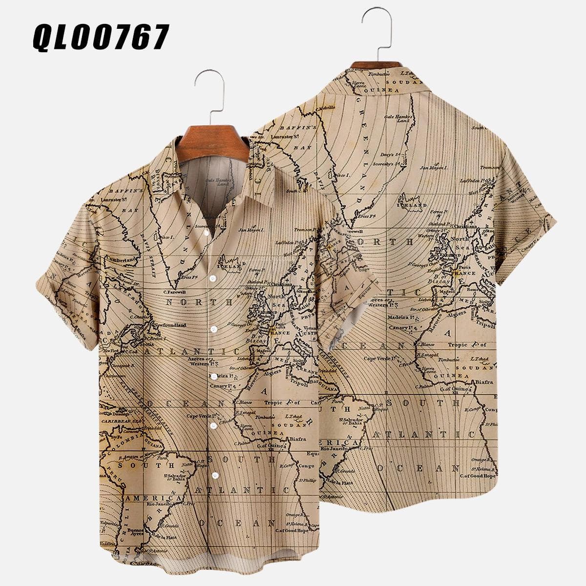 Hawaiian Shirts Map 3d Print Shirt Men's Women's Shirts Men's Casual Vocation Lapel Shirt Summer Beach Camisa Trip Blouse Casual XL