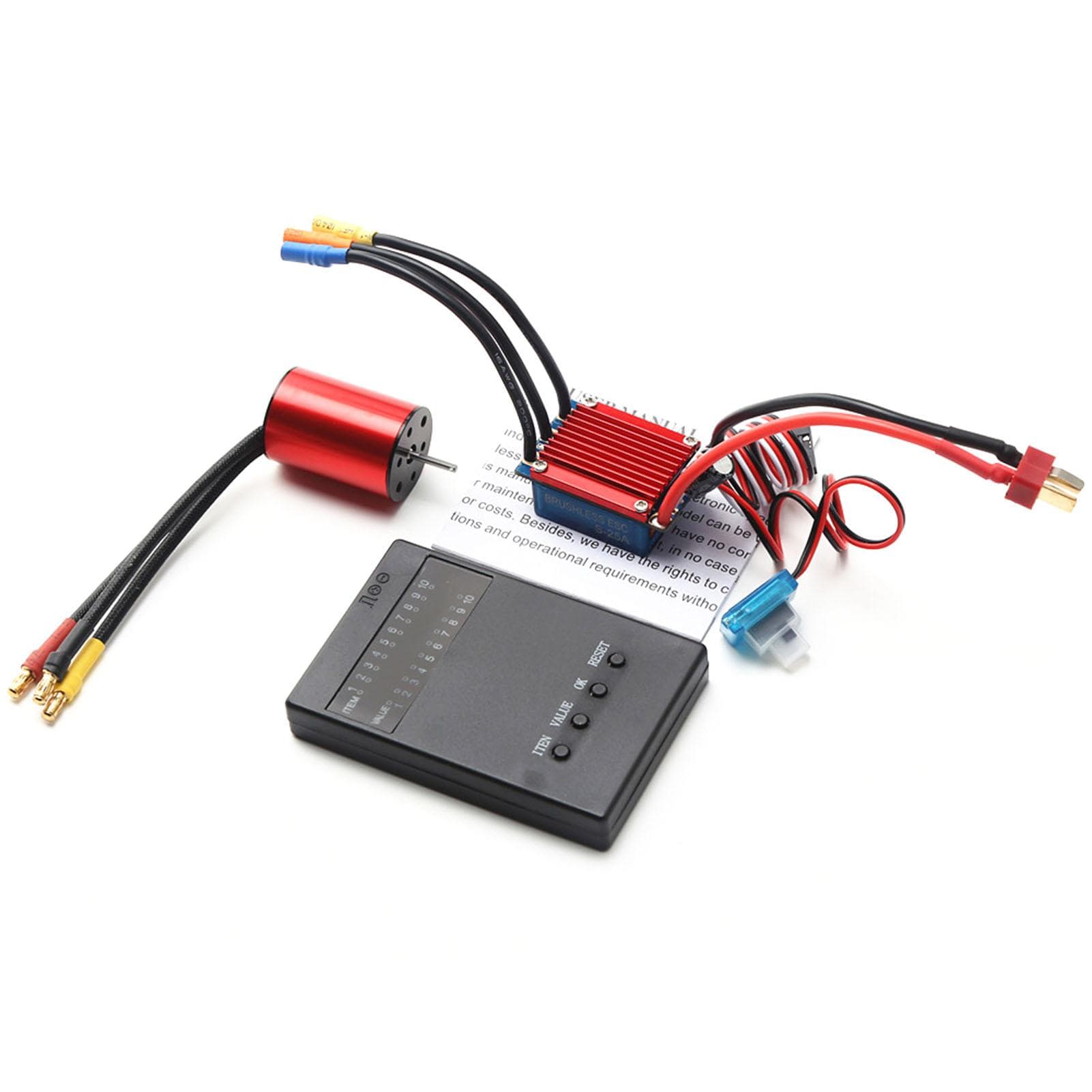 S2435 4800KV Brushless Motor 4P Sensorless 25A Brushless ESC Electric Speed Controller Programming 4800kv red