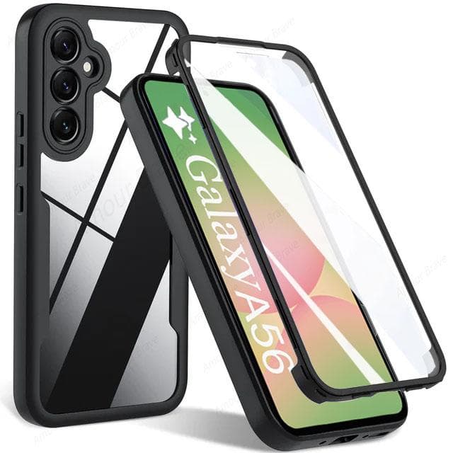 360 Full Cover Scree Protection Case For Samsung A56 A36 A26 A16 A54 A35 A15 A14 A34 A53 A52 A32 A33 A25 A55 5G Shockproof Cases Samsung A12/M12 black