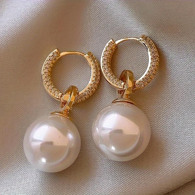 1 pair Fashionable Light Luxury Pearl Earrings for Women - High-End Design and Quality white