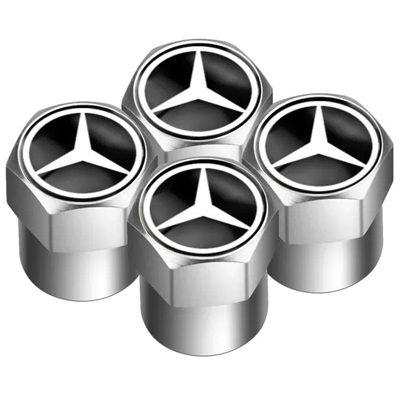 New For Mercedes Benz 4Pcs Car Wheel Tire Air Valve Caps Stem Cover with Color Brand Logo for Mercedes benz A B R G Class GLK GL