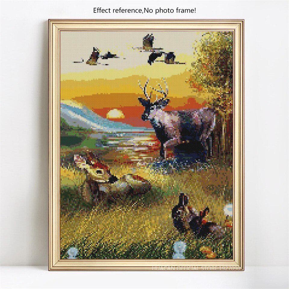 Full Round Cross Stitch Mosaic Diamond Painting Animal Diamond Embroidery 20X30CM
