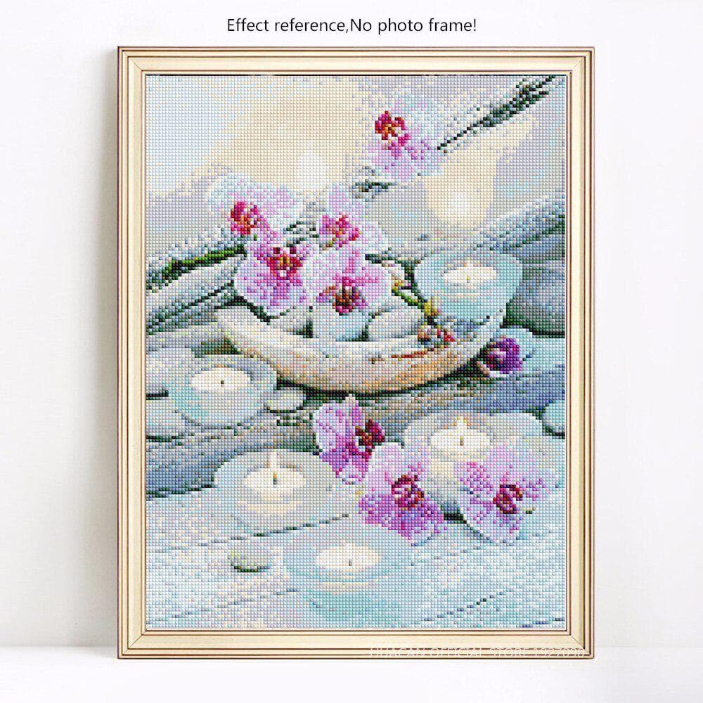 Diamond Mosaic Sale Flowers Diamond Painting With Round Stones Flower Cross Stitch 20X30