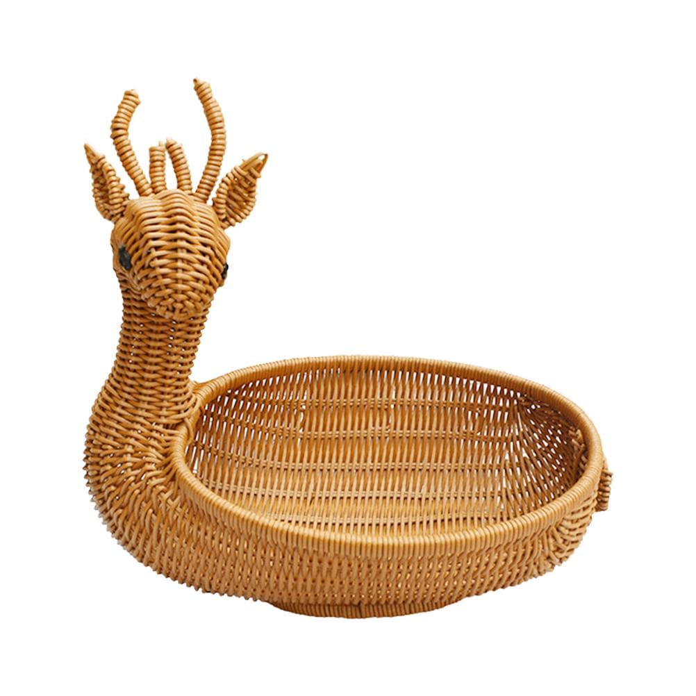 Simulation Rattan Woven Basket Storage Basket Fruit Basket Animal Shape Storage Basket Display