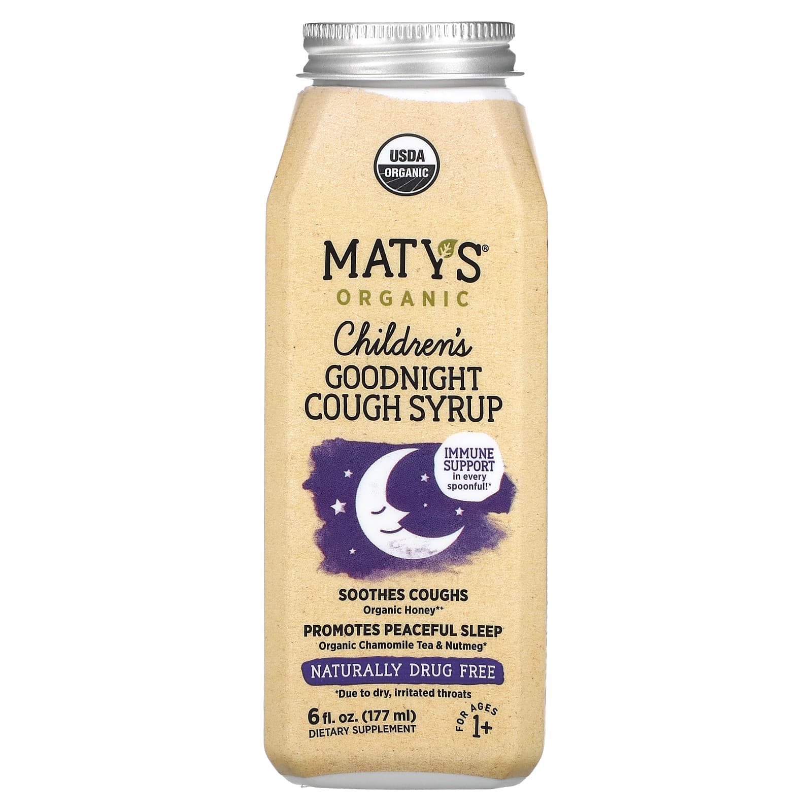 Maty's, Organic Children's Goodnight Cough Syrup, Ages 1+, 6 fl oz (177 ml)