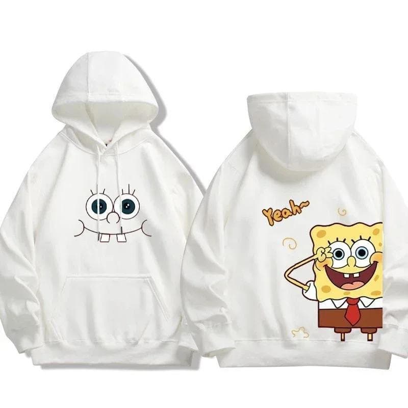 2025 MINISO Animation Spongebob Squarepants Sweatshirt Cartoon Polyester Hoodies for Autumn and Winter Thin or Fleeced Long-Sleeved Hooded 140