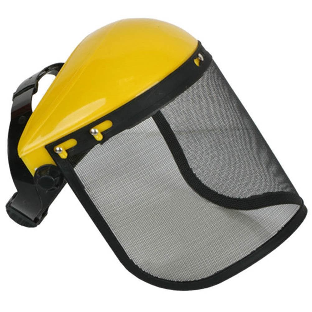 Safety Helmet Hat with Full Face Mesh Visor for Logging Brushcutter Forestry Protection Mesh Mower yellow