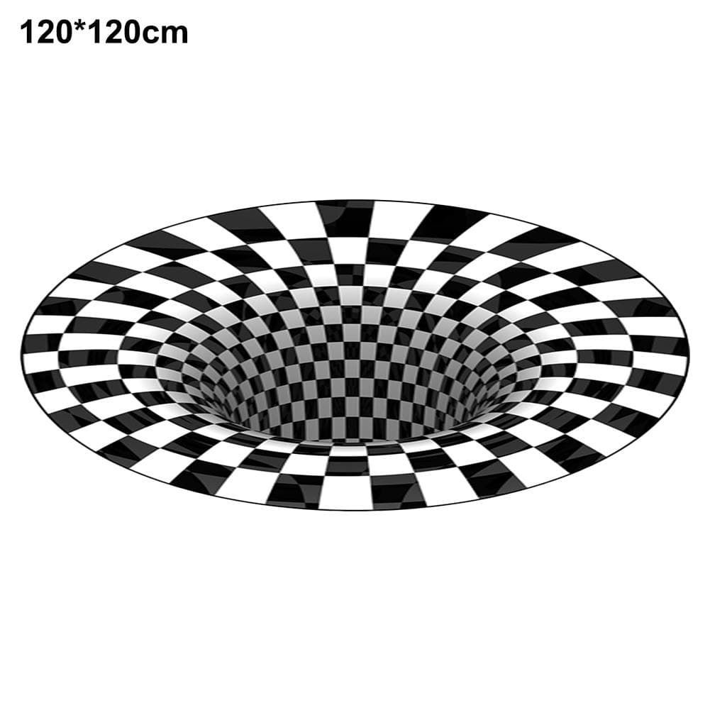 3D Round Carpet Rug Living Room Doormat Coffee Table Blanket 3D Optical Decorative Carpet for