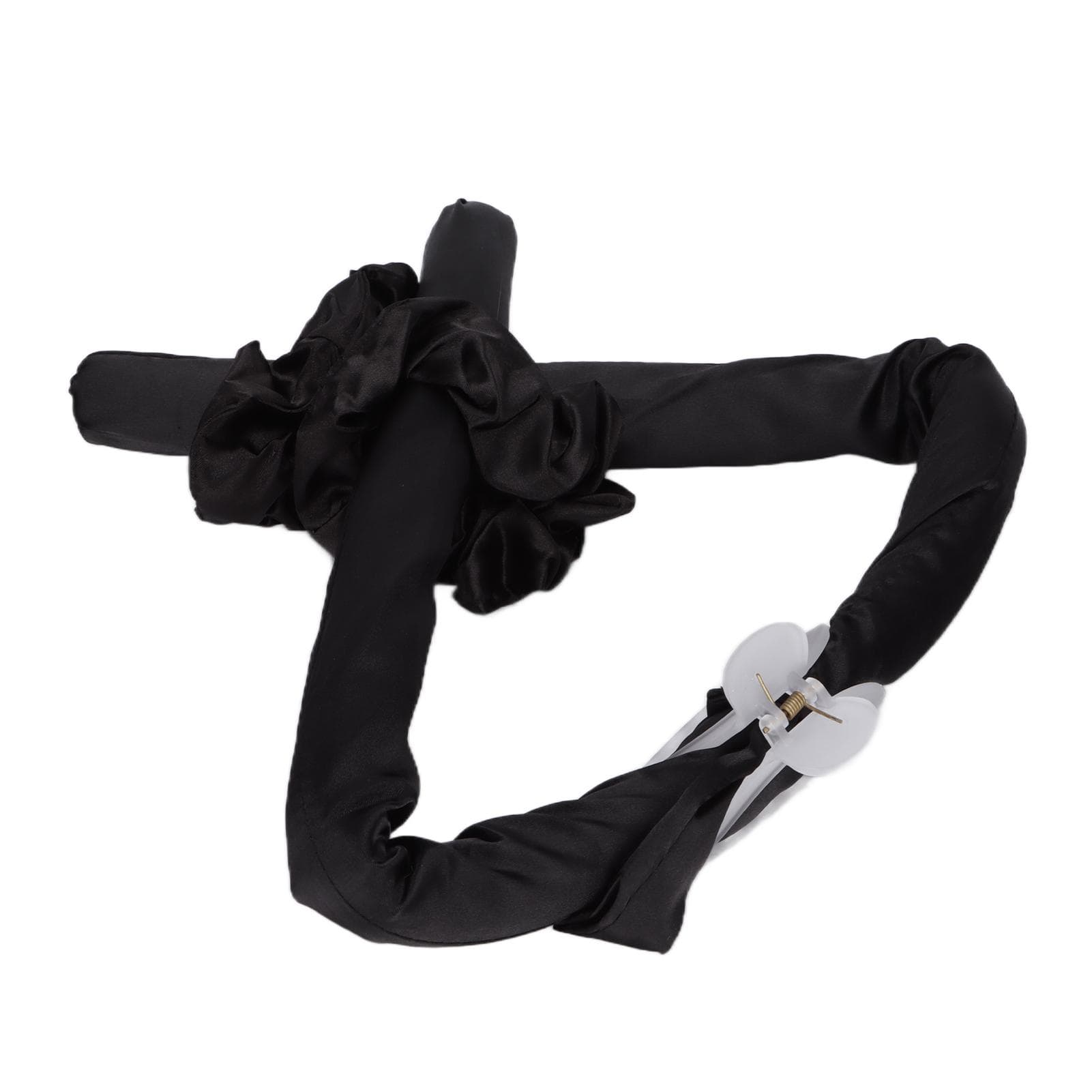 Heatless Curls Hair Headband Soft Foam No Heat Hair Curling Rod with Clip for Natural Wave Long black
