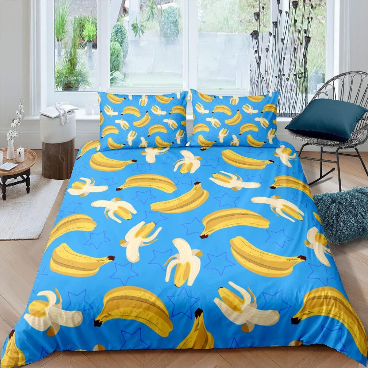 Banana Down Quilt Cover Tropical Bedding Set Fruit Print Quilt Cover Soft Three-Piece Set Germany 155 * 220