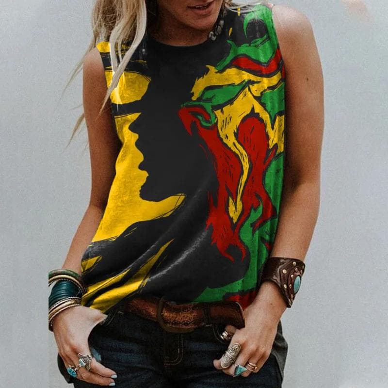 Reggae Is A Rhythm Of My Soul Tank Top Letter 3D Print Women Streetwear Oversized Vest Off Shoulder Sleeveless Woman Top Clothes S