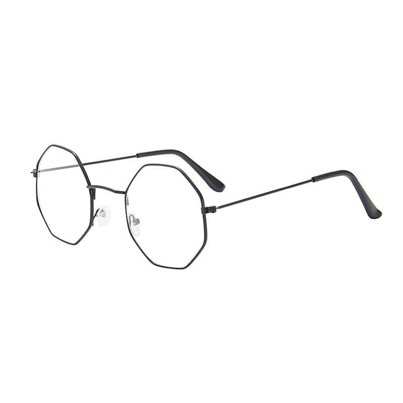 Fashion Polygon Sunglasses Transparent Ocean Lens Octagonal Trendsetter Metal Frame Glasses Creative Design