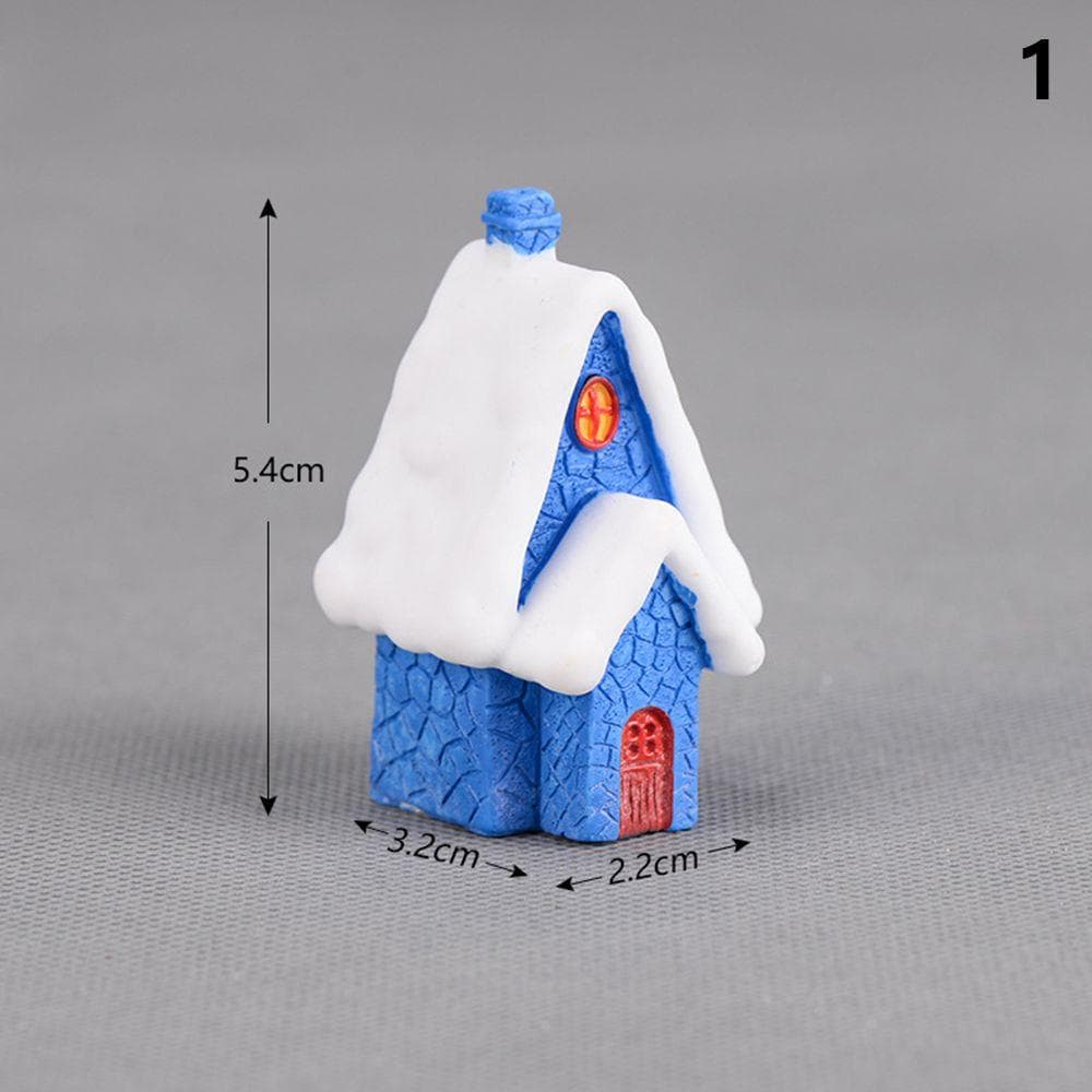 Home Decor Miniature Snowcap Cottage Villa Model Mini House Figurines Christmas Decorations 1