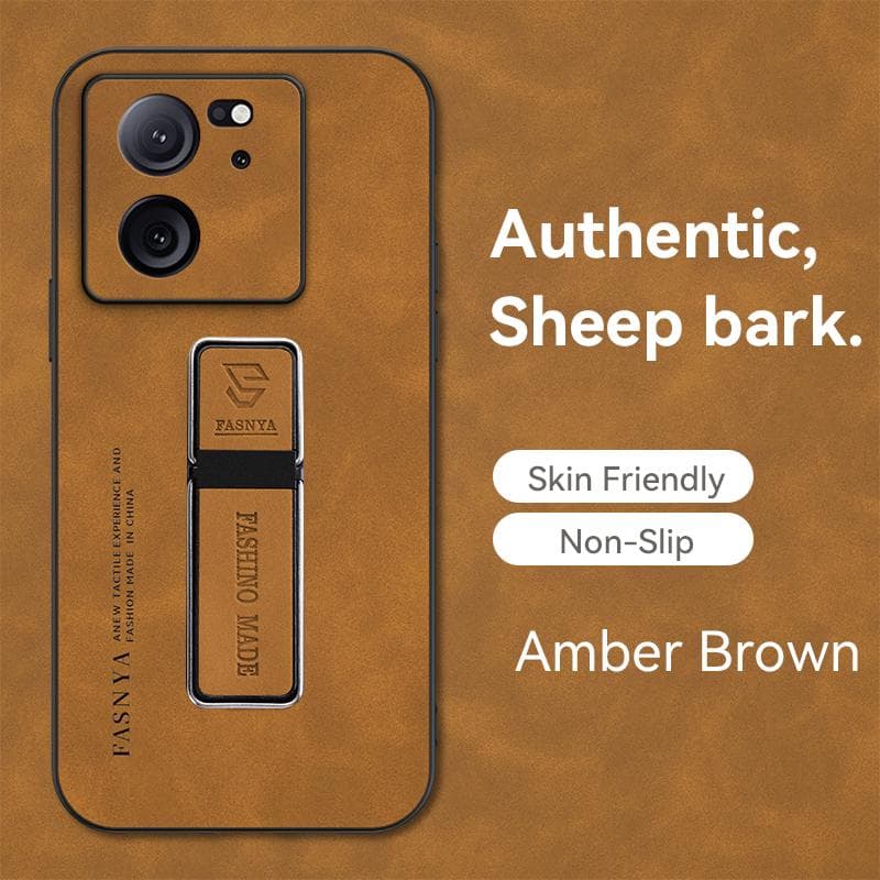 Sheepskin PU Leather Cover Case for Xiaomi Mi 13T 12T Pro 13 12 Lite 11 14 Pro 11T 10T 10 Poco X6 F5 X5 X3 Pro M5 M4 Pro F4 F3 Case with Phone Bracket Xiaomi Mi 9SE brown