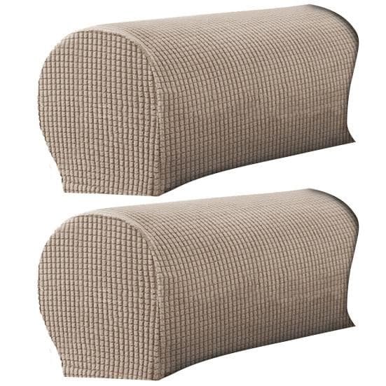 SSH 2Pcs Sofa Arm Protector Anti-Slip High Elastic Polyester Soft to Touch Armrest Slipcover Household Supplies light coffee